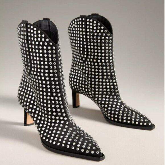 NEW DOLCE VITA Leather Anzel  Western Booties in black diamond for women 925 5t3 - Picture 4 of 11